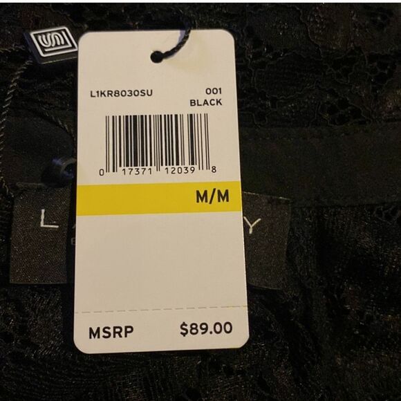 NWT Laundry by Shelli Segal Black Lace Collared Lined Top Women Size M - Picture 5 of 13